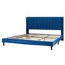 (SUPER KING, BLUE) Upholstered Bed Frame with Cozy Button Tufted Headboard & Adjustable Height, Wood Slat Support CHARLIE