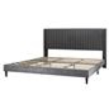 (SUPER KING, GREY) Upholstered Bed Frame with Cozy Button Tufted Headboard & Adjustable Height, Wood Slat Support CHARLIE