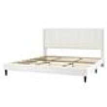 (SUPER KING, BEIGE) Upholstered Bed Frame with Cozy Button Tufted Headboard & Adjustable Height, Wood Slat Support CHARLIE