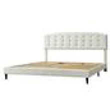 (SUPER KING, BEIGE) Upholstered Bed Frame with Cozy Button Tufted Headboard & Adjustable Height, Wood Slat Support CHEYENNE