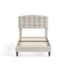 (SINGLE, BEIGE) Upholstered Bed Frame with Cozy Button Tufted Headboard & Adjustable Height, Wood Slat Support CHEYENNE