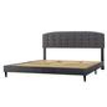 (SUPER KING, GREY) Upholstered Bed Frame with Cozy Button Tufted Headboard & Adjustable Height, Wood Slat Support CHEYENNE