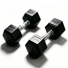 (5KG PAIR) Professional Grade Rubber Hex Dumbbells Anti-Roll, Noise-Reducing, Ergonomic Knurled Grip for Home Gym & Studio Strength Training