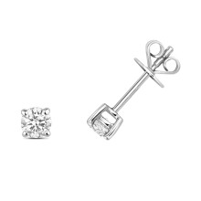 9ct White Gold Ladies Diamond Stud Earrings Brilliant Cut 0.40 Carat H - I1 - 4mm*4mm