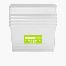Wham Clip 5 x 62L Rectangular Stackable Plastic Storage Boxes with Lids | Ideal for Home, Office, Toys & More | Storage Containers with Clip Locks |