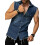Mens Sleeveless Distressed Denim Shirt  M 1