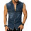 Mens Sleeveless Distressed Denim Shirt  S 1