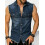 Mens Sleeveless Distressed Denim Shirt  M 2