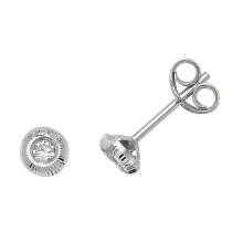 Chic 9ct White Gold Ladies Stud Earrings with Cubic Zirconia/CZ - 4mm*4mm