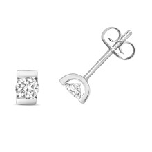 9ct White Gold Ladies Diamond Stud Earrings Brilliant Cut 0.33 Carat G - I1 I2 - 6mm*4mm