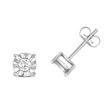 9ct White Gold Ladies Diamond Stud Earrings Brilliant Cut 0.25 Carat H - PK2 - 6mm*6mm