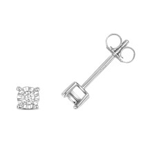 9ct White Gold Ladies Diamond Stud Earrings Brilliant Cut 0.10 Carat H - PK2 - 4mm*4mm