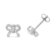 9ct White Gold Ladies Diamond Stud Earrings Brilliant Cut 0.10 Carat G - I1 I2 - 7mm*9mm