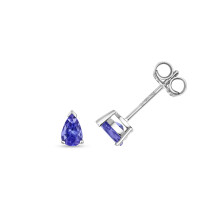 9ct White Gold Ladies Stud Earrings with Tanzanite - 6mm*3mm