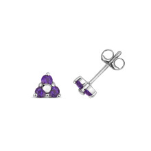 9ct White Gold Ladies Stud Earrings with Amethyst - 5mm*5mm