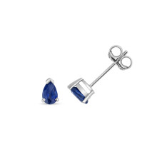9ct White Gold Ladies Stud Earrings with Sapphire - 6mm*3mm