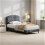 MCC (SINGLE, GREY) Upholstered Bed Frame with Cozy Button Tufted Headboard & Adjustable Height, Wood Slat Support CHELSEY 2