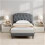MCC (SINGLE, GREY) Upholstered Bed Frame with Cozy Button Tufted Headboard & Adjustable Height, Wood Slat Support CHELSEY 3