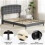 MCC (SINGLE, GREY) Upholstered Bed Frame with Cozy Button Tufted Headboard & Adjustable Height, Wood Slat Support CHEYENNE 8