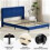 MCC (SINGLE, BLUE) Upholstered Bed Frame with Cozy Button Tufted Headboard & Adjustable Height, Wood Slat Support CHARLIE 5