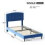 MCC (SINGLE, BLUE) Upholstered Bed Frame with Cozy Button Tufted Headboard & Adjustable Height, Wood Slat Support CHEYENNE 3