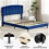 MCC (SINGLE, BLUE) Upholstered Bed Frame with Cozy Button Tufted Headboard & Adjustable Height, Wood Slat Support CHEYENNE 4