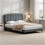 MCC (DOUBLE, GREY) Upholstered Bed Frame with Cozy Button Tufted Headboard & Adjustable Height, Wood Slat Support CHEYENNE 2