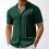 Herren-Kurzarm-Strickhemd mit Vertikalem Jacquardmuster Grün XL 2