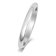 (J) Medium 18ct White Gold 2mm D Shape Men/Ladies Wedding Band/Ring