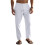 Mens Linen Blend Drawstring Casual Pants White S 1