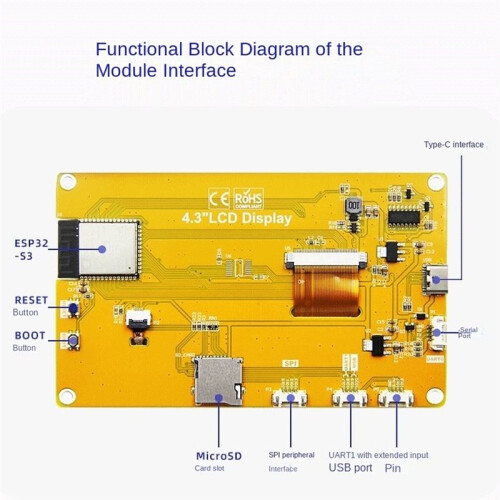 4.3-Inch ESP 32 Development Board with WiFi &  - 800x480  TFT Display Module with IPS Touchscreen 2