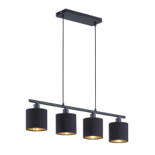 Reality Leuchten Tommy R30334079 Pendant Light, Matt Black Metal, Fabric Shade, Black
