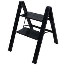 BAOYOUNI 2 Step Ladder Lightweight Folding Aluminum Step Stool Heavy Duty Stepladders Storage Shelf Rack with Anti-Slip Wide Platform for Household