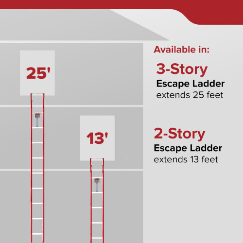 KIDDE Kidde KS468094 25ft 3-Storey Escape Ladder, Red/White 1