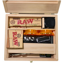 Zactly Exclusive 9 in 1 Smokers Wooden Rolling Box Kit Collection with King Size Raw Papers + Roach, KS Rolling Machine, Pre-Rolled Tips