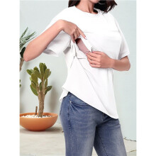 Women'S Maternity Shirts Short Sleeves Tops Double Laye Breastfeeding Tees Pregnancy White XL
