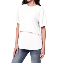 Women'S Maternity Shirts Short Sleeves Tops Double Laye Breastfeeding Tees Pregnancy White S