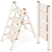 GameGem 4 Step Ladder, Folding Step Stool with Anti-Slip Wide Pedal, Aluminum Material Lightweight yet Sturdy, 150KG Load