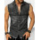 Mens Sleeveless Distressed Denim Shirt Black M 2