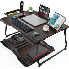 Laptop Desk for Bed, SAIJI XX-Large Foldable Bed Tray Table for Eating Breakfast, Writing, Working, Gaming, Drawing with Storage Drawer