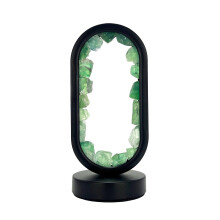 Cello Gleneagles Oval Earth LED Natural Crystal Lamp - Green Fluorite Natural Healing Gemstone Light, Dimmable LED Energy Lamp for Focus, Study