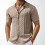 Herren-Kurzarm-Strickhemd mit Vertikalem Jacquardmuster Khaki L 2