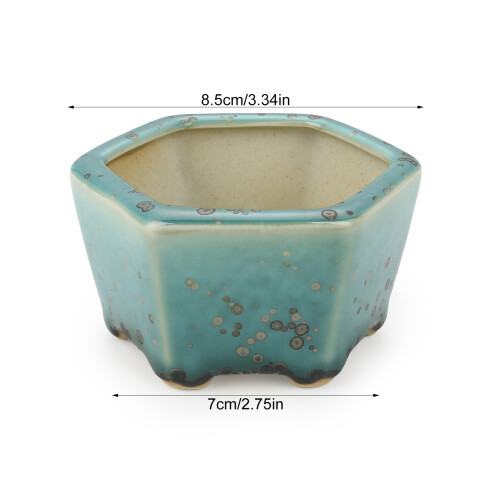 (01) Ceramic Succulent Pot - Drunken Glaze Desk Decor 1