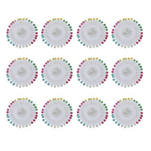 (Plum color 12 plates) Kolorowe szpilki do pikowania, proste, metalowe, o różnych kształtach, do krawiectwa, dekoracji ślubnych, tablic korkowych