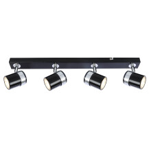 UKEW Modern 4 Way Ceiling Spotlight - Straight Bar with Adjustable Heads - Stylish GU10 LED Spotbar Light for Kitchen Living Room - 4 x 50W - Black