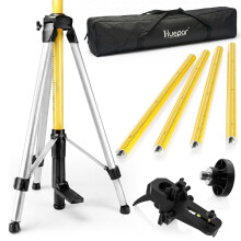 Huepar Laser Mounting Pole 3.7m/12ft for Rotary and Line Lasers, Laser Level Telescoping Pole with Tripod