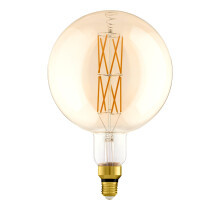 Eglo Dimmable E27 Filament LED Light Bulb Big Size, Extra-Large Amber Vintage Edison Globe lamp, Drop Shape, 8 watt (Equivalent to 60 watt)