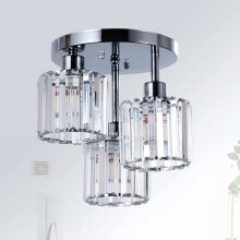 Rayofly Modern Crystal Chandeliers Ceiling Light, 3-Lights Crystal Ceiling Lights Living Room, Chrome Semi Flush Ceilings Light Fittings for Hallway