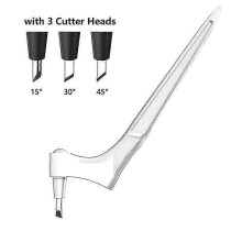 (White) Outil de découpe rotatif à 360, 3 têtes de coupe interchangeables, lame en acier inoxydable, pour papier et loisirs créatifs