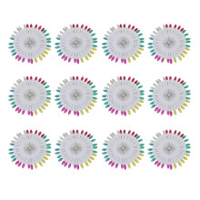 (Leaves color 12 plat) Épingles à coudre droites longues à tête colorée, multiformes, pour couture, travaux manuels et tableau en liège